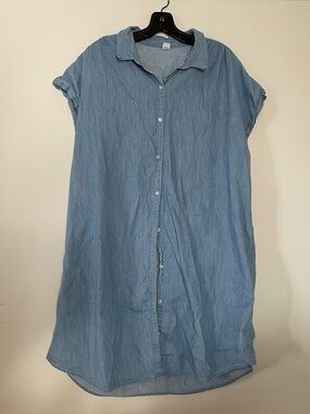Old Navy Chambray Shirt Mini Dress Women XXL Denim Button Down Minimalist Summer